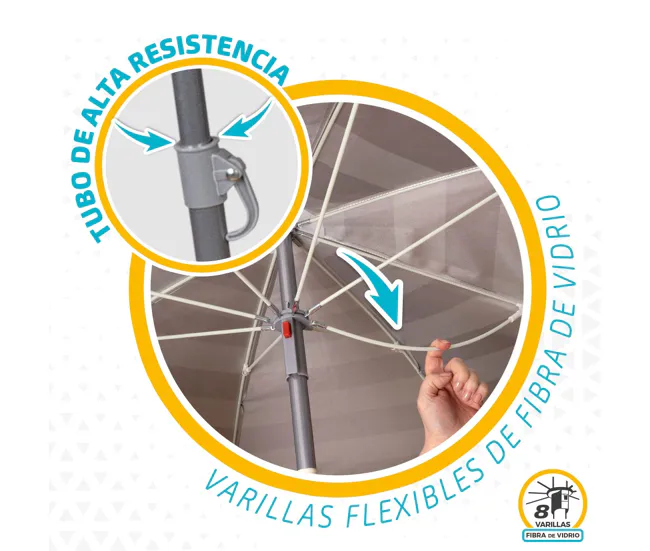 Sombrilla playa 180 cm protección UV50 Aktive Beach con Protección UV 50+