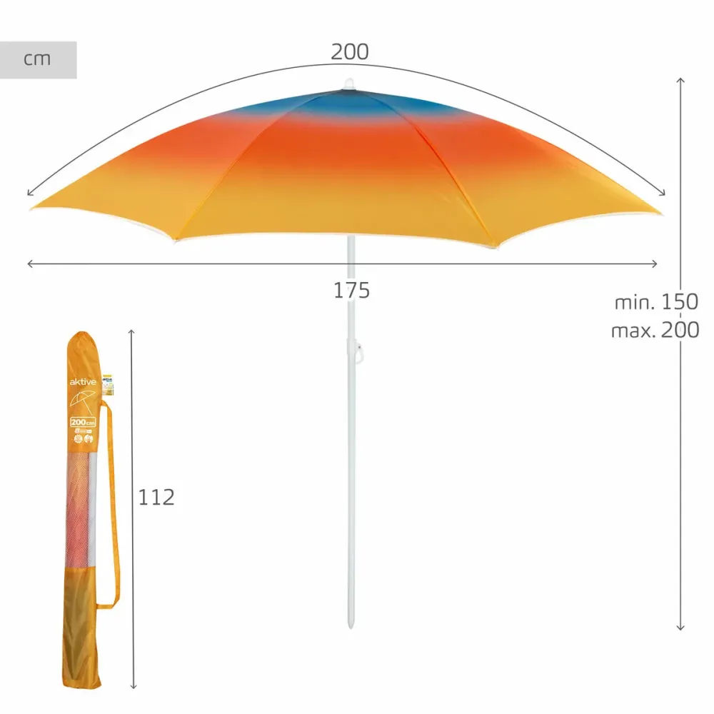 Sombrilla de playa Aktive Arcoíris 200 x 200 x 200 cm (6 Unidades)