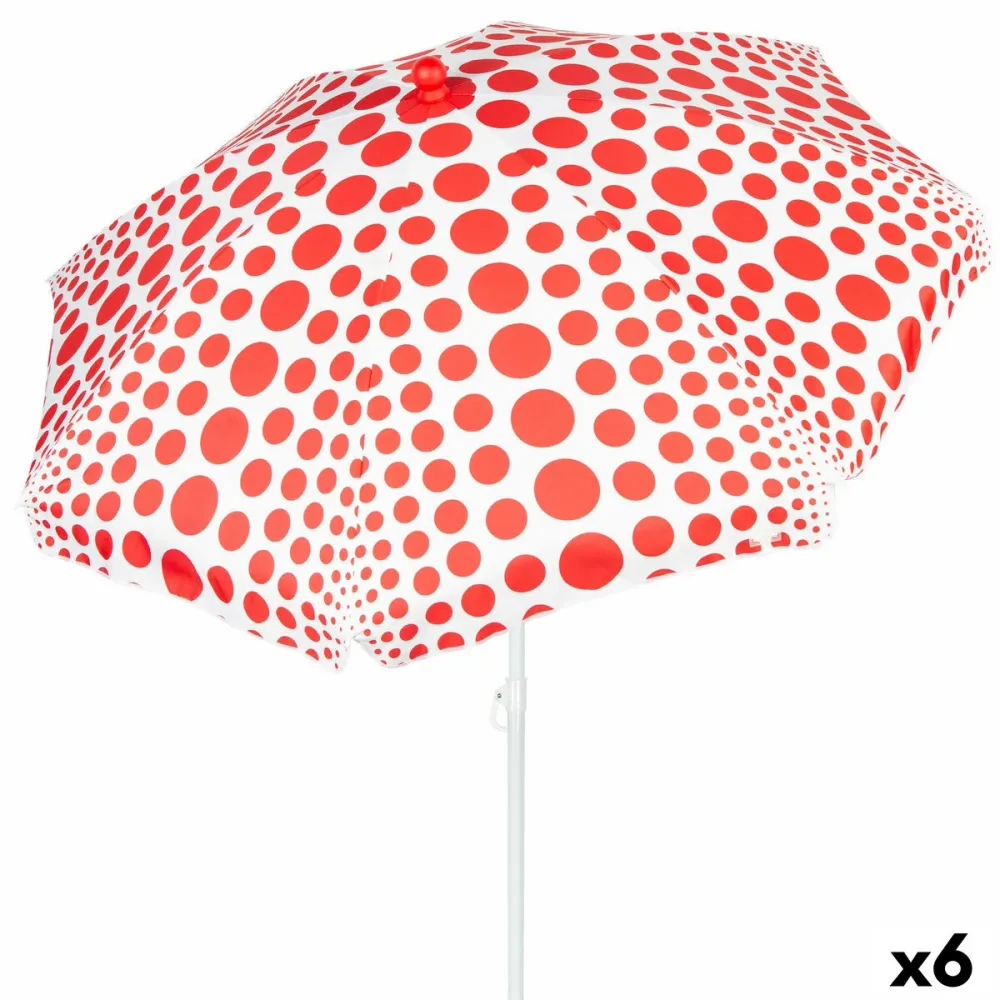 Sombrilla de playa Aktive Rojo 200 x 205 x 200 cm (6 Unidades) en Tela de Poliéster