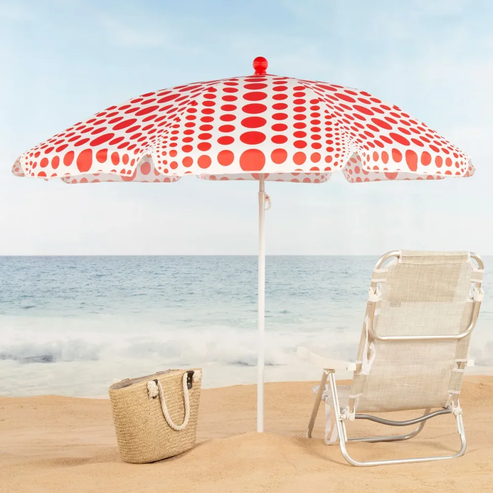 Sombrilla de playa Aktive Rojo 200 x 205 x 200 cm (6 Unidades) en Tela de Poliéster