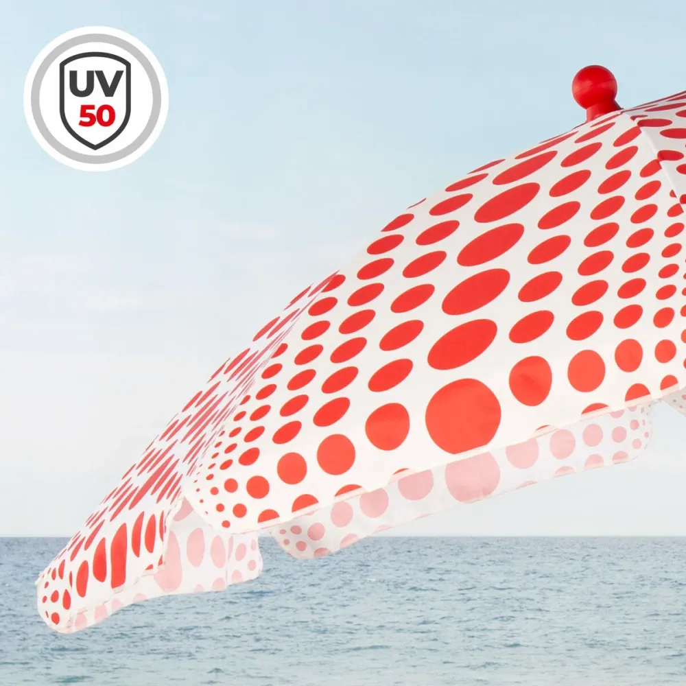 Sombrilla de playa Aktive Rojo 200 x 205 x 200 cm (6 Unidades) en Tela de Poliéster