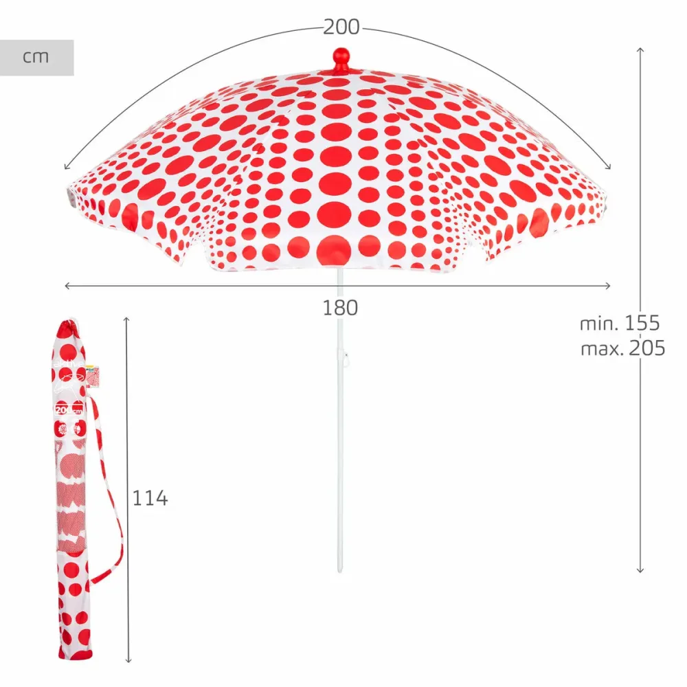 Sombrilla de playa Aktive Rojo 200 x 205 x 200 cm (6 Unidades) en Tela de Poliéster