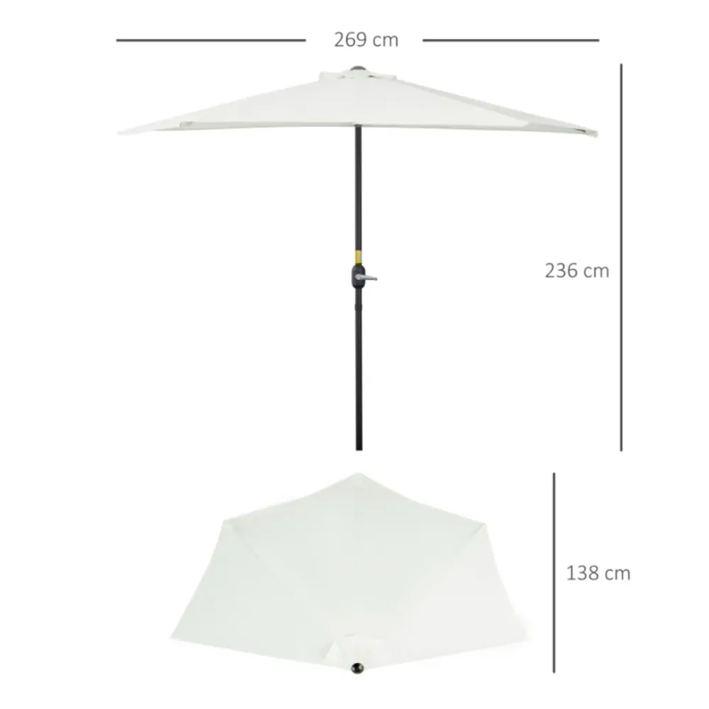 Sombrilla Rectangular Sombrilla de jardín Outsunny con manivela semicircular crema 236x269x138 cm