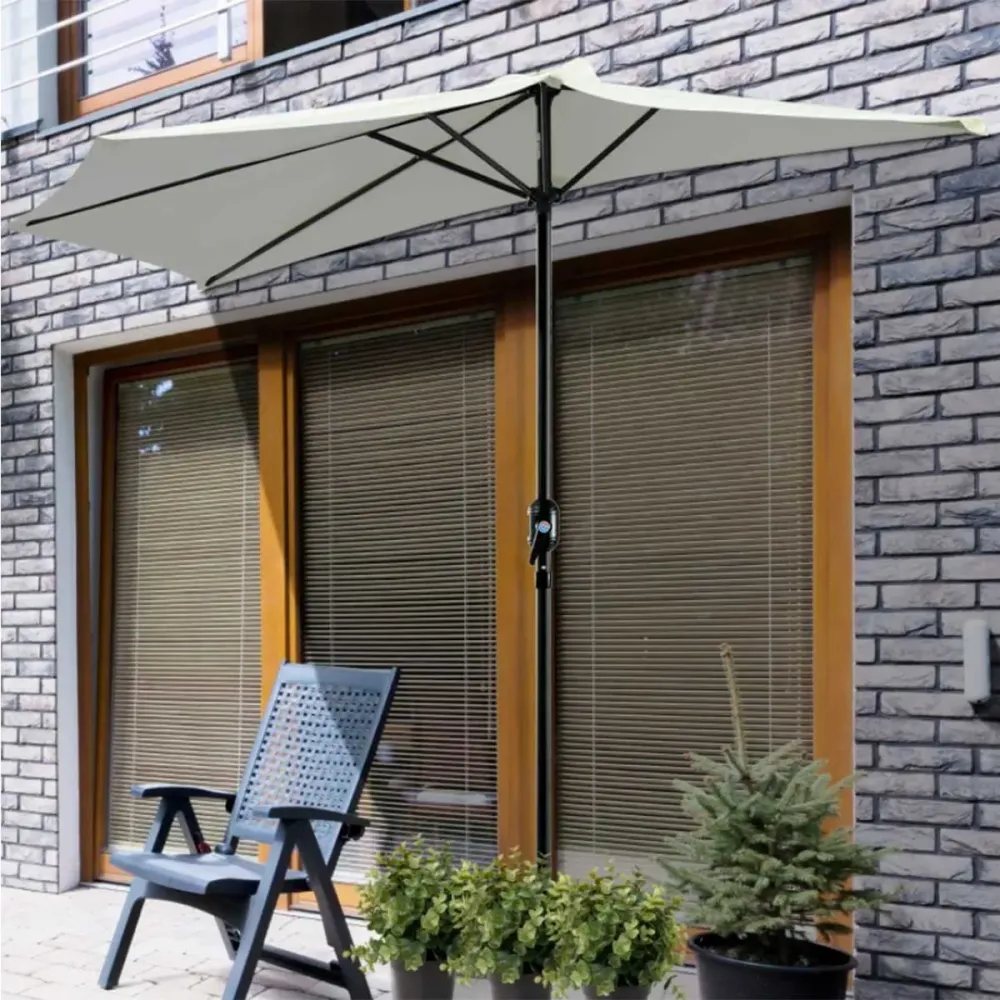 Sombrilla Rectangular Sombrilla de jardín Outsunny con manivela semicircular crema 236x269x138 cm