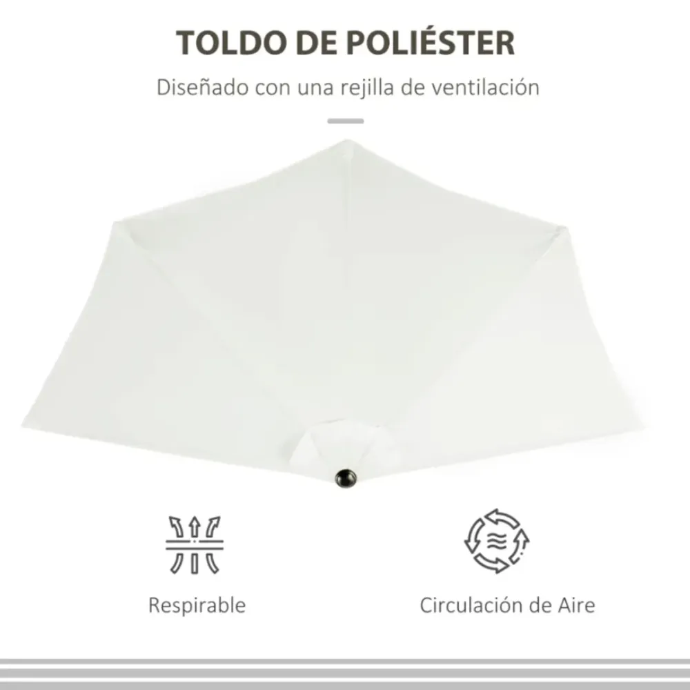 Sombrilla Rectangular Sombrilla de jardín Outsunny con manivela semicircular crema 236x269x138 cm