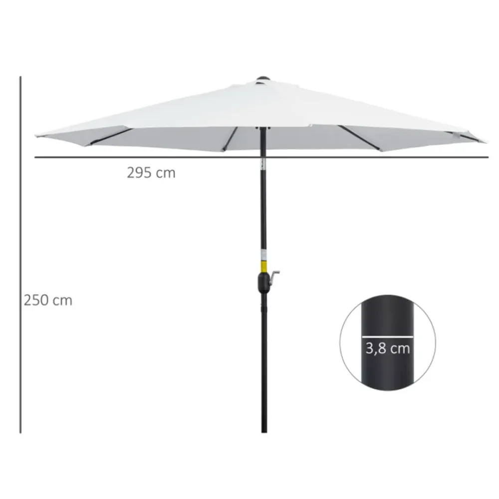 Sombrilla Rectangular Sombrilla de jardín Outsunny con manivela inclinable y desmontable Ø295X250 cm
