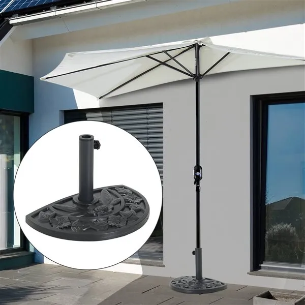 Sombrilla Rectangular Soporte de sombrilla semicircular Outsunny ajuste apto para todos negro 32x50x32 cm