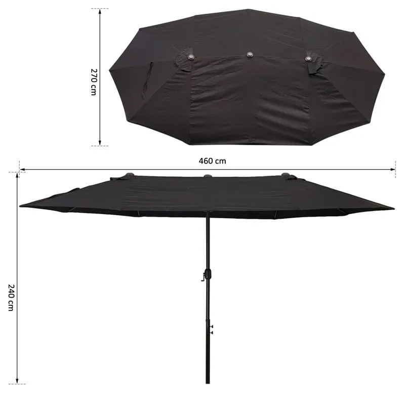 Toldo de Lona Sombrilla doble Outsunny negro 240x460x270 cm