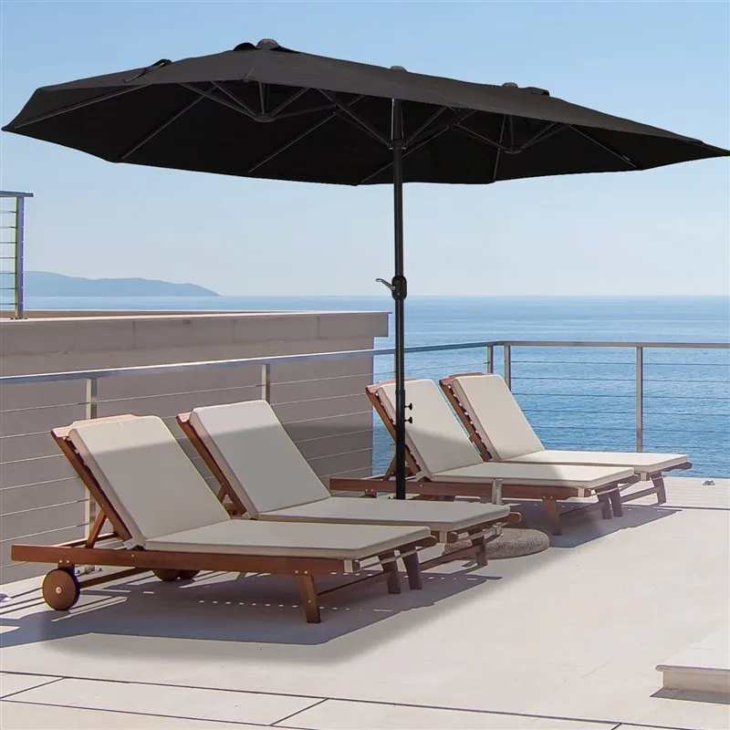 Toldo de Lona Sombrilla doble Outsunny negro 240x460x270 cm