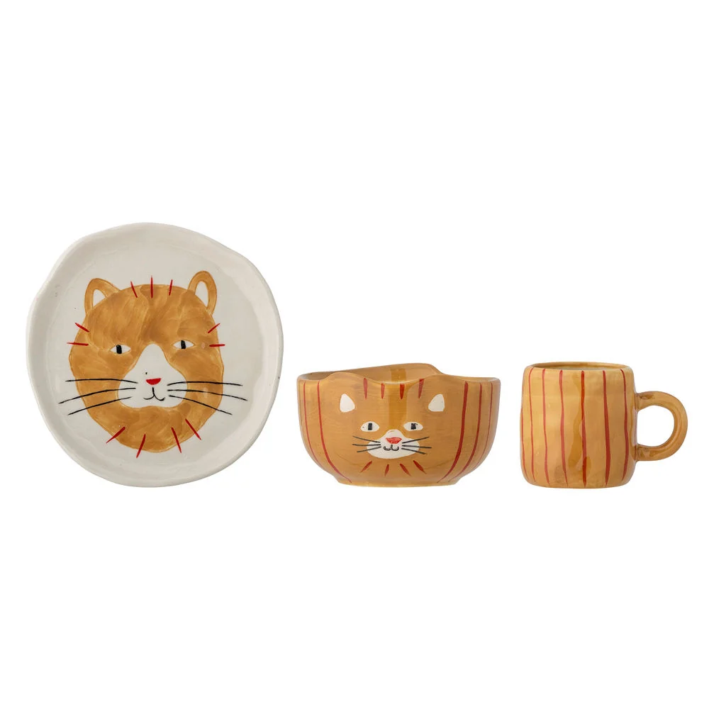 Bloomingville Vajilla PORTÁTIL Kittie, marrón, Gres