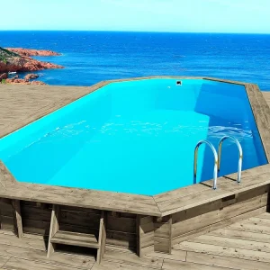 Piscina de madera cancún - 6,53 x 4,41 x 1,45 m + bomba de calor reversib