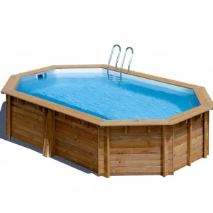 Robot Limpiador Automático Piscina ovalada de madera Cannelle Gre 551 x 351 x 119 cm