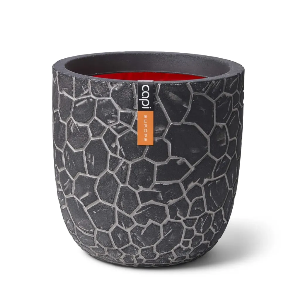 Premium de Larga Duración Capi macetero ovalado clay gris antracita 35x34 cm