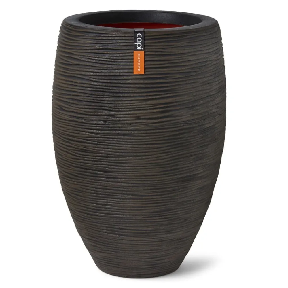 Capi jarrón nature rib elegante exclusivo marrón oscuro 45x72 cm | Material Reciclado y Duradero