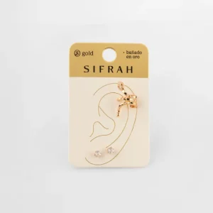 Estación de Observación Set de aretes ear cuff de mariposa y stud de zircón