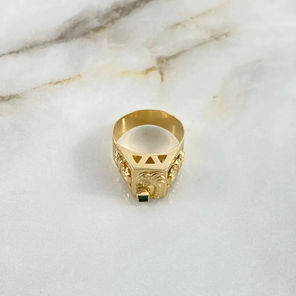 Anillo Palma Quimbaya 4.6gr / T11 3/4 / Circon Verde Oro Amarillo