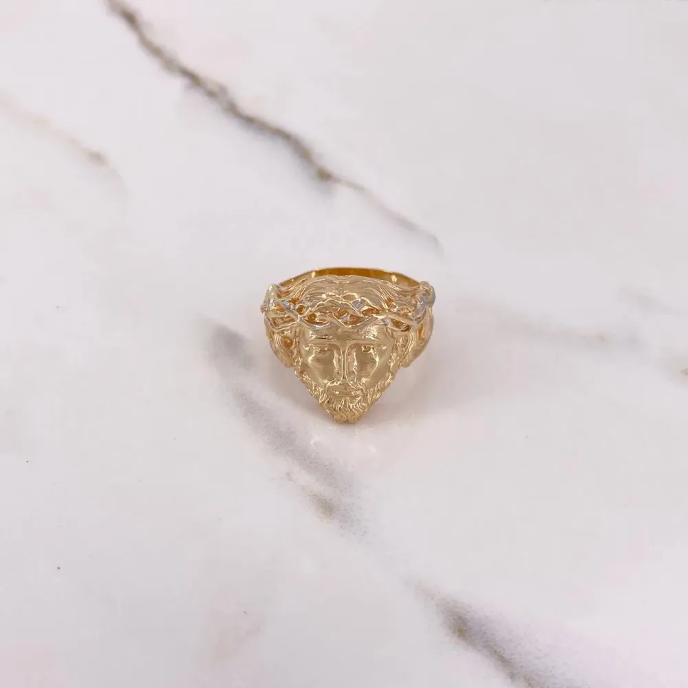 Anillo Rostro Cristo 11.3gr / T11 1/4 / Dos Oros Amarillo Blanco $
