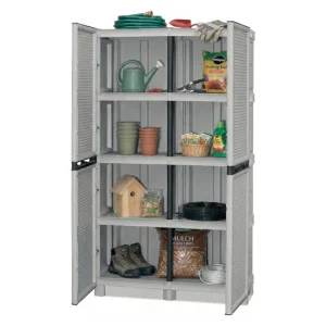 Armario de exterior Dbeghett, Mueble multiusos, Mueble para lavanderí, Mueble de exterior, 100% Made Italy, Gris definido,...
