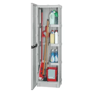 Armario de exterior Liège, Muebles de exterior, Armario para lavanderí multiusos, 100% Made Italy, Gris obvio, 50x39h172 cm