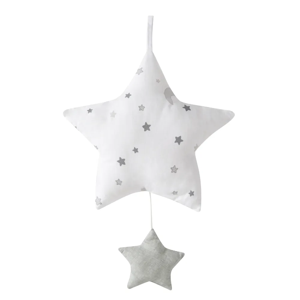 Carillon 'Sternenzauber grau', ausilio per dormire, stella tessuto lavabile, decoro cameretta grigio / bianco