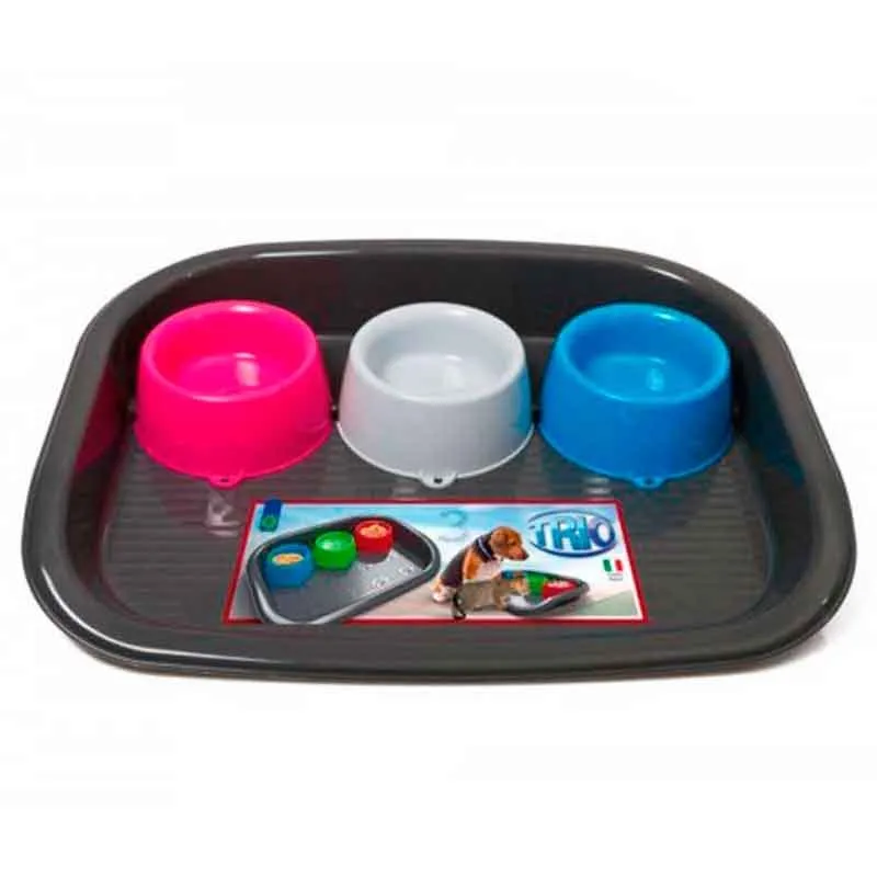 Comedero triplicado Georplast con bandeja inferior