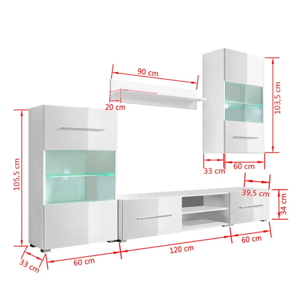 Composición de salón Living luz LED blanco 240 cm