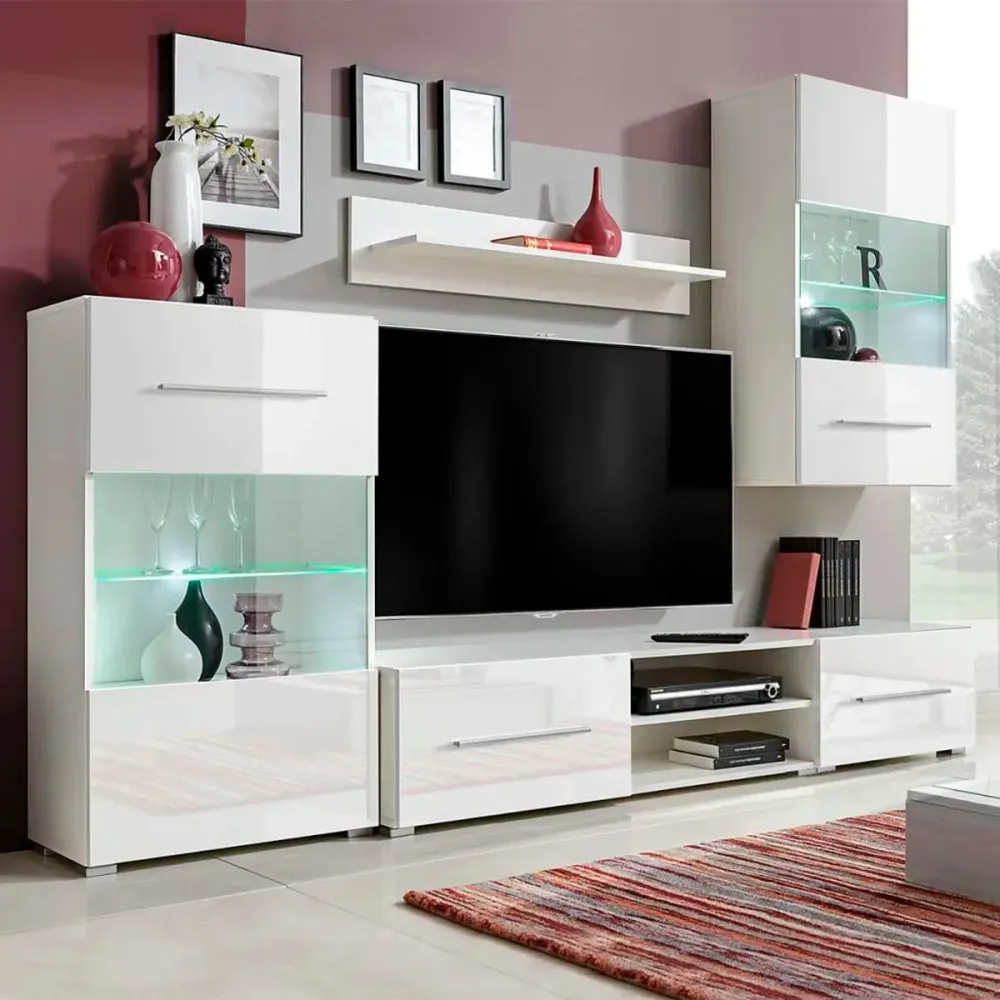 Composición de salón Living luz LED blanco 240 cm