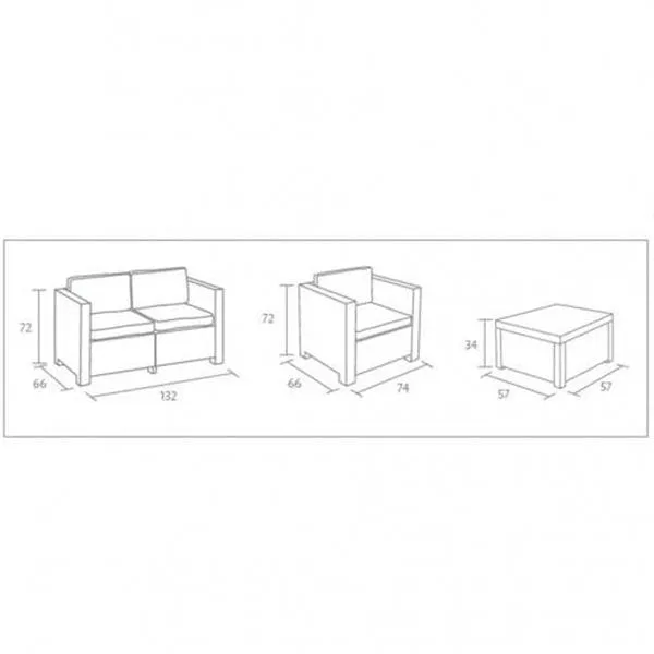 Conjunto de jardín Diva Confort 4 piezas PVC reciclado grafito