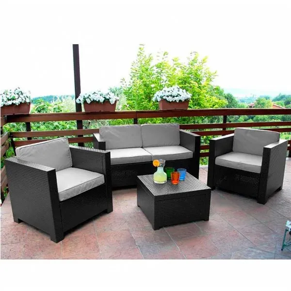 Conjunto de jardín Diva Confort 4 piezas PVC reciclado grafito