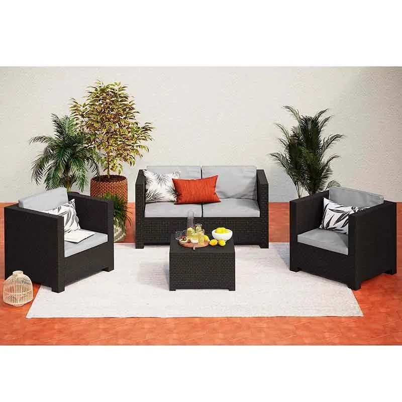 Conjunto de jardín Diva Confort 4 piezas PVC reciclado grafito