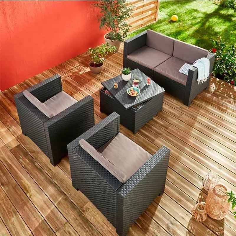 Conjunto de jardín Diva Confort 4 piezas PVC reciclado grafito