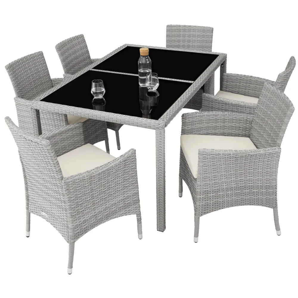 Conjunto de ratán 6+1, gris