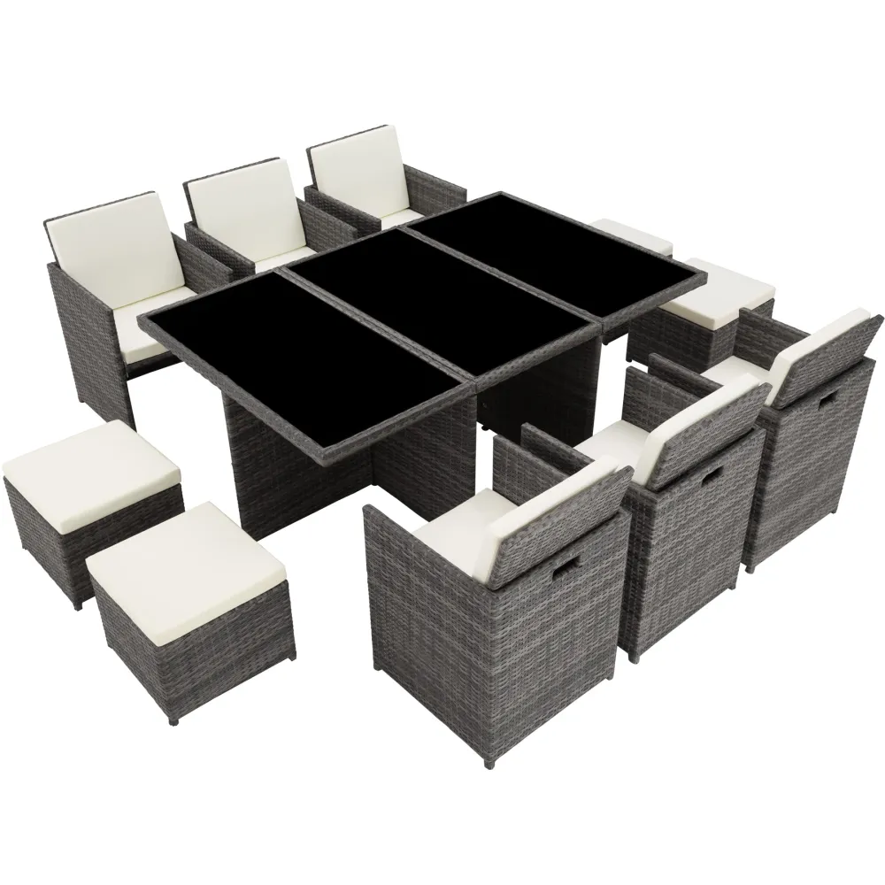 Conjunto de ratán sintético nueva york, gris