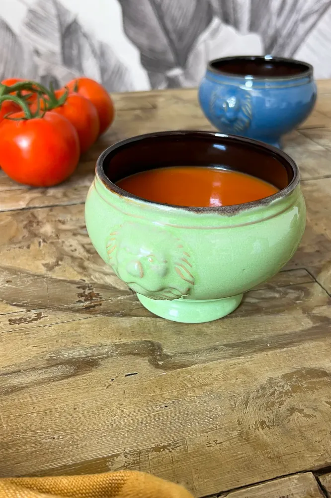 Cuenco De Porcelana Con Diseño De Leones Amarillo