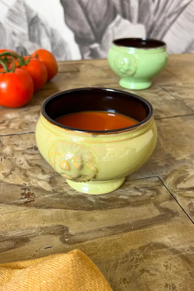 Cuenco De Porcelana Con Diseño De Leones Amarillo
