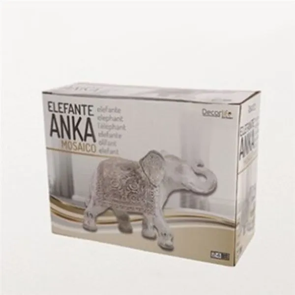 Elefante decoraivo Anka mosaico resina blanco/gris 24 cm
