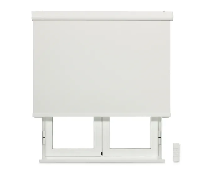Estor Enrollable motorizado ViewBox con Cajón de Aluminio - Tejido Opaco Térmico/Oscurante Blanco 75 X 190cm