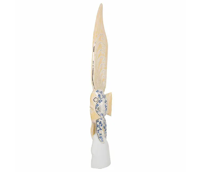 Figura Decorativa Alexandra House Living Azul Blanco Madera Vidrio Pez 148 x 10 x 23 cm