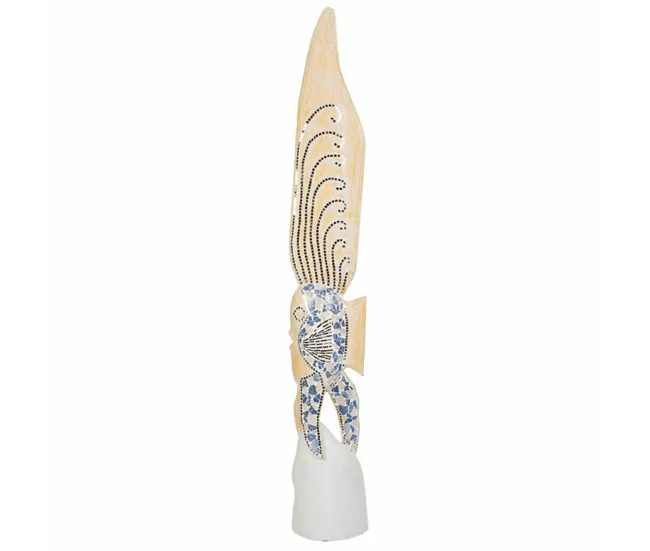 Figura Decorativa Alexandra House Living Azul Blanco Madera Vidrio Pez 148 x 10 x 23 cm