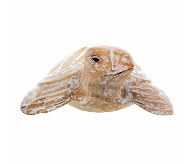 Figura Decorativa Alexandra House Living Blanco Sin procesar Madera Vidrio Tortuga 8 x 20 x 31 cm
