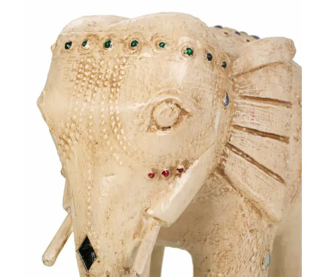 Figura Decorativa Alexandra House Living Blanco Madera de mango Elefante 11 x 24 x 24 cm