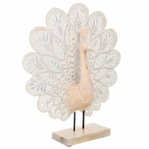 Figura Decorativa Alexandra House Living Original Vidrio Madera MDF Pavo real 53 x 12 x 46 cm