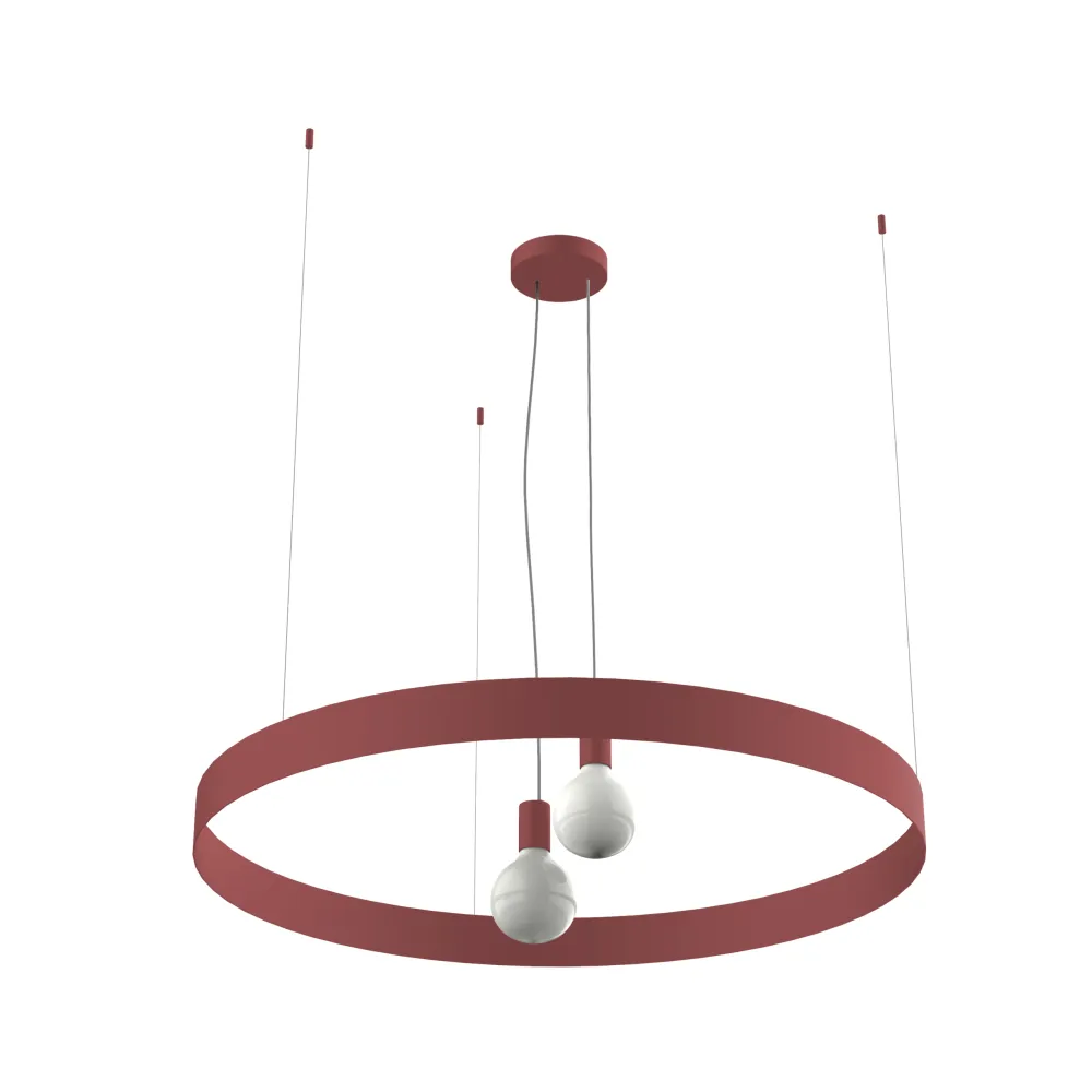 Halo lámpara pendiente, 2x E27, max 42w, piel de vaca roja, d.90cm