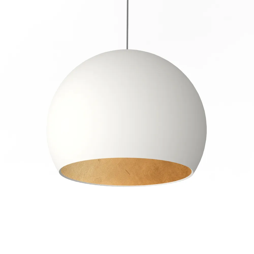 Joe lámpara pendiente, 1x E27, max 42w, blanco mate/hoja dorada, d.40cm