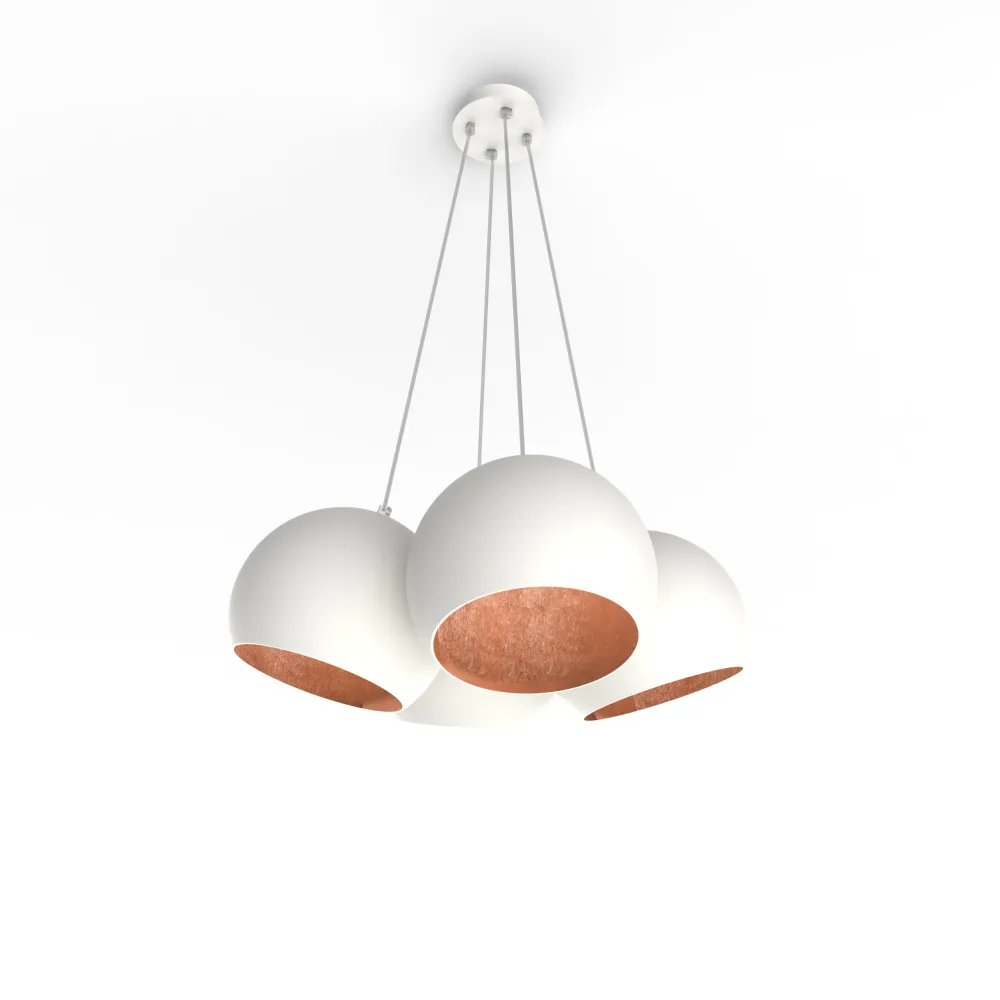 Joe lámpara pendiente, 4x E27, max 42w, blanco/hoja de cobre, d.25cm