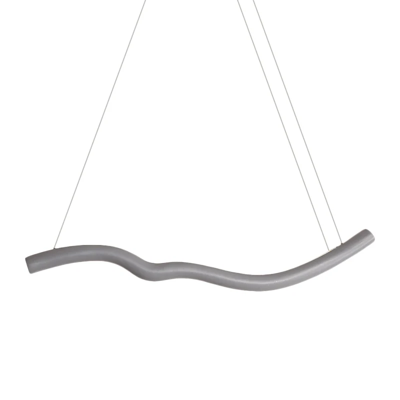 Lámpara de arañ curva para dormitorio, lámpara de suspensión LED de estilo simple de acero en gris/blanco Gris