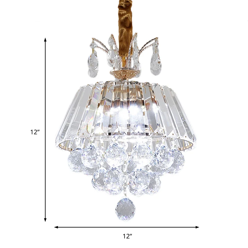 Lámpara de arañ escalonada, lámpara colgante de techo dorada LED de cristal moderno para comedor, 12 "/18" de extenso Oro
