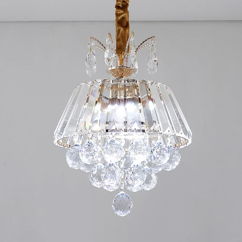 Lámpara de arañ escalonada, lámpara colgante de techo dorada LED de cristal moderno para comedor, 12 "/18" de extenso Oro