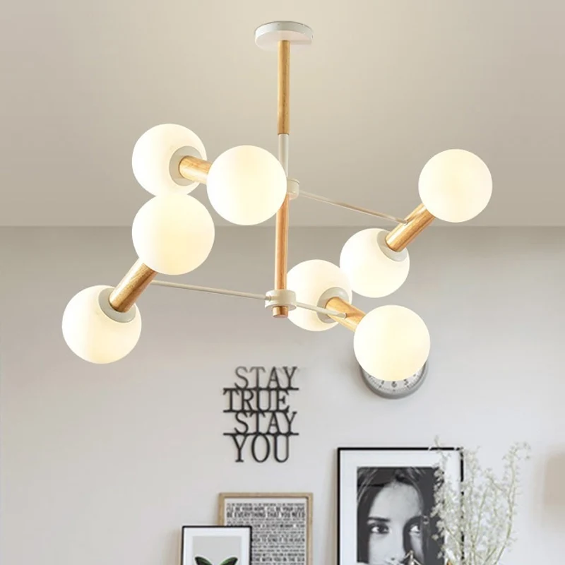 Lámpara de arañ Orb de estilo modernista, cristal blanco, 8/12 luces, lámpara colgante para sala de estar Blanco