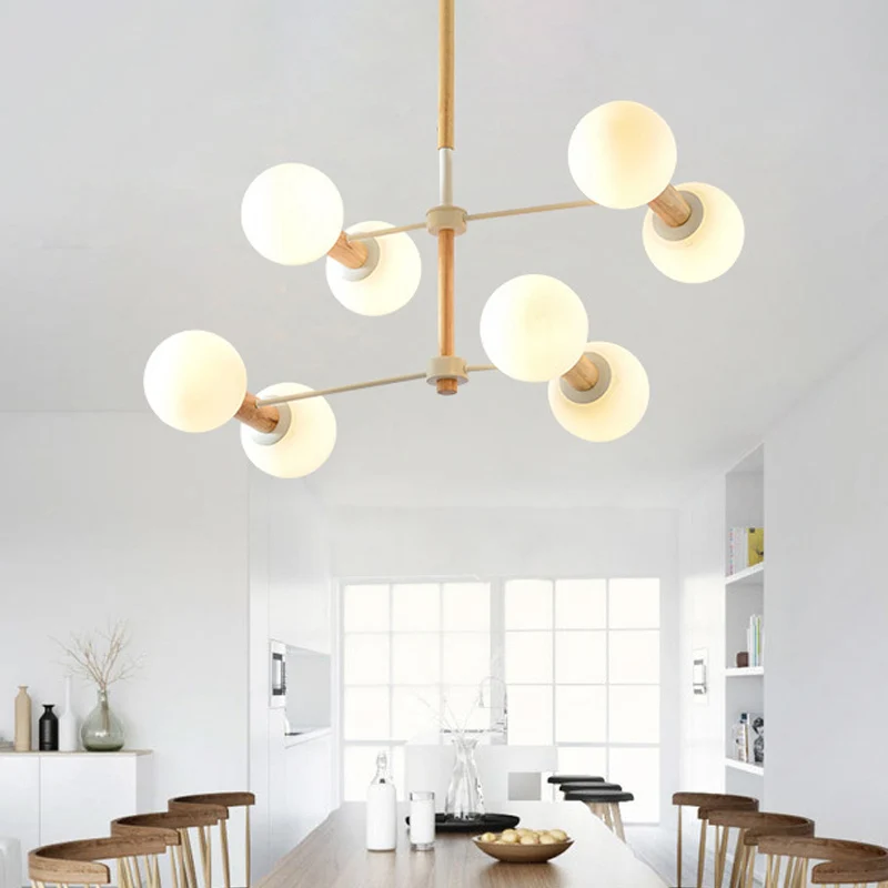 Lámpara de arañ Orb de estilo modernista, cristal blanco, 8/12 luces, lámpara colgante para sala de estar Blanco